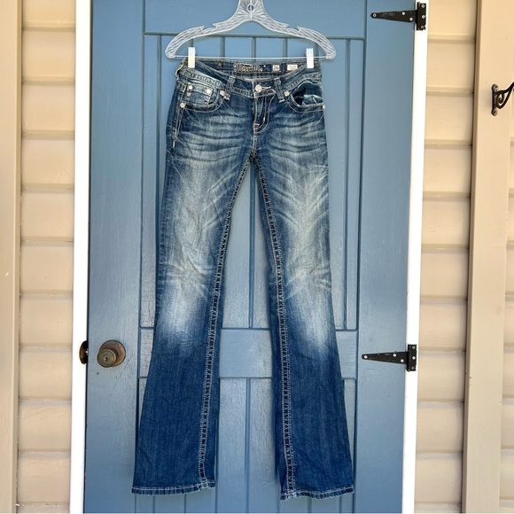 Miss Me Blue Boot Cut Jeans with Embroidered Back - Picture 2 of 11